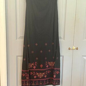 Johnny Was Black Embroidered Long Skirt